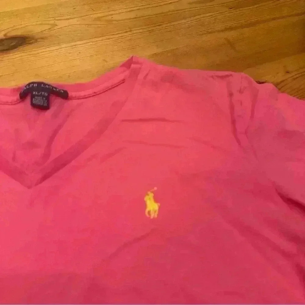Polo Ralph Lauren v neck T-shirt pink women XL - Picture 2 of 5